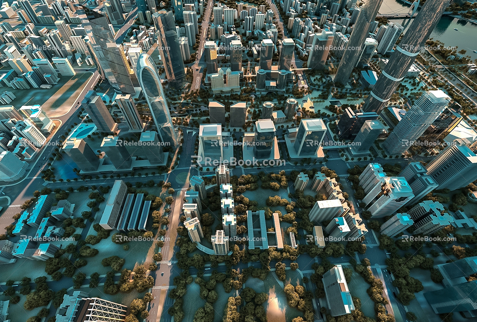 Modern Aerial View Architectural Planning Waterway Aerial View 3d model