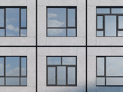 Modern Exterior Casement Windows Design With Aluminum Frames And Clear Glass 3d model