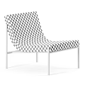 Modern Gray Fabric Armchair with Black Metal Legs and Sleek Design