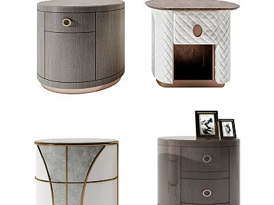 Stylish Modern Bedside Tables Featuring Wooden Drawers Marble Tops And Metal Details 3d model