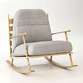 Cozy Gray Fabric Rocking Chair with Light Wooden Frame for Comfortable Relaxation