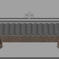 Traditional Building Exterior Wall Featuring Tile Roof Wooden Eave and Ornate Patterns
