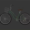 Stylish Green Classic Bicycle With Front Basket And Brown Seat