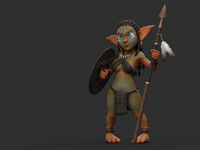 Fantasy Style Goblin Woman Warrior Tribe Elf Dwarf Low Polygon 3d model