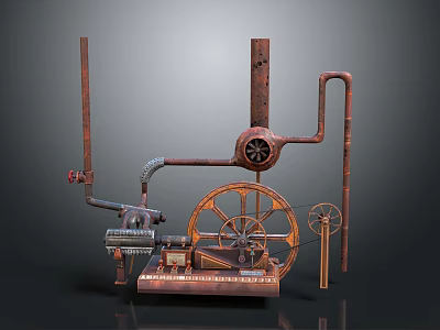 Steampunk Style Motorcycle With Mechanical Gears Pipes And Industrial Design Elements 3d model