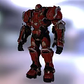Red Smart Robot With Mechanical Armor And Robotic Exoskeleton Design 3d model