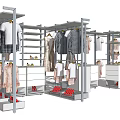 Clothing Racks With Hanging Clothes White Storage Cabinets And Shoes In Retail