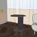 Contemporary Hexagonal Side Table With Glass Top Black Metal Base And Curtains On Wooden Floor