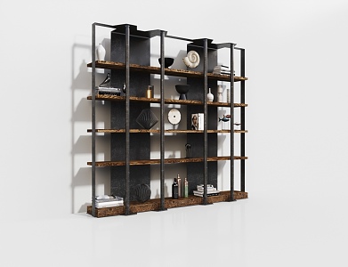 Industrial LOFT Wall Storage Rack Metal Decorative Cabinet Storage Rack 3d model