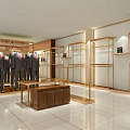 Fashion Clothing Store Interior With Suits Mannequins Display Racks And Marble Decor
