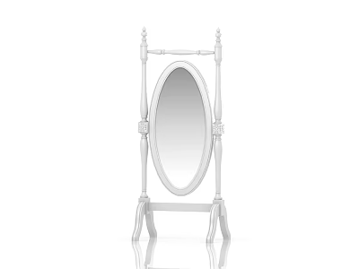 White Oval Floor Mirror With Decorative Stand For Home Interior 3d model