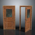 Vintage Wooden Doors With Glass Panels In Closed And Open States