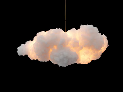 White Cloud Shaped Chandelier With Illuminated Glow And Creative Modern Design 3d model
