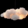 White Cloud Shaped Chandelier With Illuminated Glow And Creative Modern Design 3d model