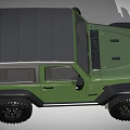 Green Jeep Wrangler Convertible With Off Road Tires And Front Grille