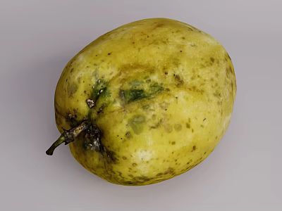 Ripe Yellow Fruit With Green Spots Small Stem And Natural Skin Texture 3d model