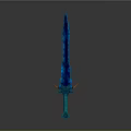 3D Rendered Fantasy Blue Glowing Sword With Decorative Hilt And Blade