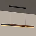 Modern Minimalist Pendant Light With Wooden Metal Long Strip Bright Lighting For Dining Table