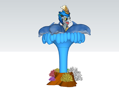 Modern Pillar Theme Park Dolphin Pillar 3d model