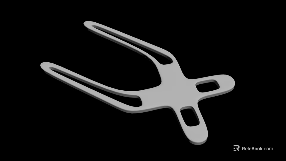 Modern White Wall Decor Featuring Curved Fork Shaped Design With Holes 3d model 