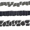Road Infrastructure With Irregular Dark Gray Stone Curb Stones Along Roadside