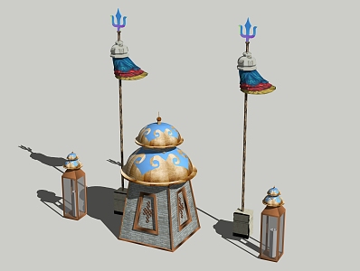 Mongolian Ethnic Style Outdoor Landscape Lamps 3d model