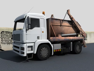 Modern garbage truck 3d model