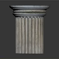 Elegant Classical Fluted Stone Column Featuring Black Circular Top Design
