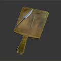 Wooden Cutting Board With Sharp Knife For Kitchen Food Preparation