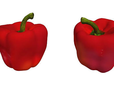 Two Fresh Vibrant Red Bell Peppers Healthy Organic Nutritious Vegetables 3d model