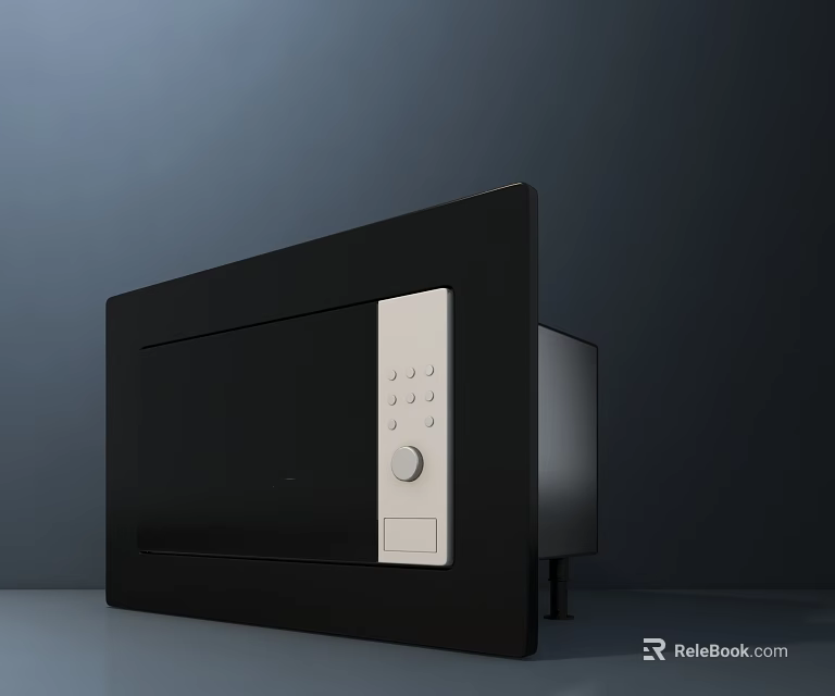 Black Microwave Oven With White Control Panel Buttons And Knob For Kitchen Use 3d model 