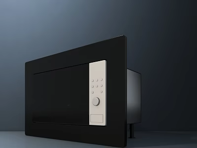 Black Microwave Oven With White Control Panel Buttons And Knob For Kitchen Use 3d model