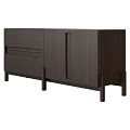 Modern Dark Wood Sideboard With Cabinet Doors Drawers And Slim Legs