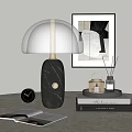 Modern Table Lamp With White Pleated Lampshade And Black Marble Base In Minimalist Room Decor