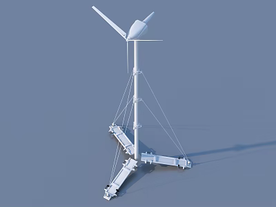 Home Use Small Wind Turbine with Blades Tower and Stable Base Structure for Renewable Energy 3d model