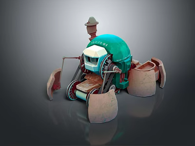 Innovative Mechanical Equipment With Green Dome White Body And Support Structures 3d model