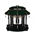 Elegant Gold And Black Pavilion Structure With Decorative Columns And Dome Design 3d model