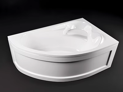 Modern White Corner Bathtub With Acrylic Material And Smooth Surface Design 3d model