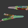 Double Butterfly Knife Weapon With Black Gold Accents And Green Glowing Blade Design