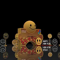 Smiley Face Themed Photo Check In Spot With Happy New Year Decorations And Reflective Icons