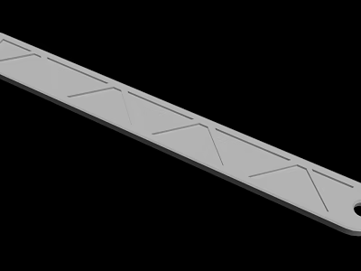 Gray Metal Long Strip Featuring Geometric Patterns On Surface With Black Background 3d model