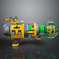 Futuristic Sci Fi Weapon With Yellow Mechanical Body And Green Glowing Cannon
