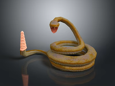 Yellow Reptile Snake With Scaled Coiled Body Raised Head And Red Tongue 3d model Yellow Reptile Snake With Scaled Coiled Body Raised Head And Red Tongue 3d model