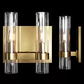 Modern Gold Wall Sconce With Clear Glass Tubes And Metal Frame Design