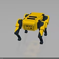 Yellow Multi Legged Mechanical Robot Creature With Square Body And Dark Legs 3d model