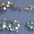 Modern Stylish Wall Decor With Geometric And Floral Patterns Gold Green Accents