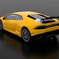 Three Red Yellow White Lamborghini Sports Cars With Rear Spoilers On Black Background