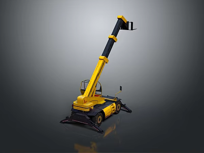 Yellow Black Mobile Telescopic Boom Lift Equipment with Extendable Forks for Construction 3d model