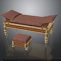 Elegant Ornate Daybed With Pink Cushion Carved Legs And Gold Accented Ottoman