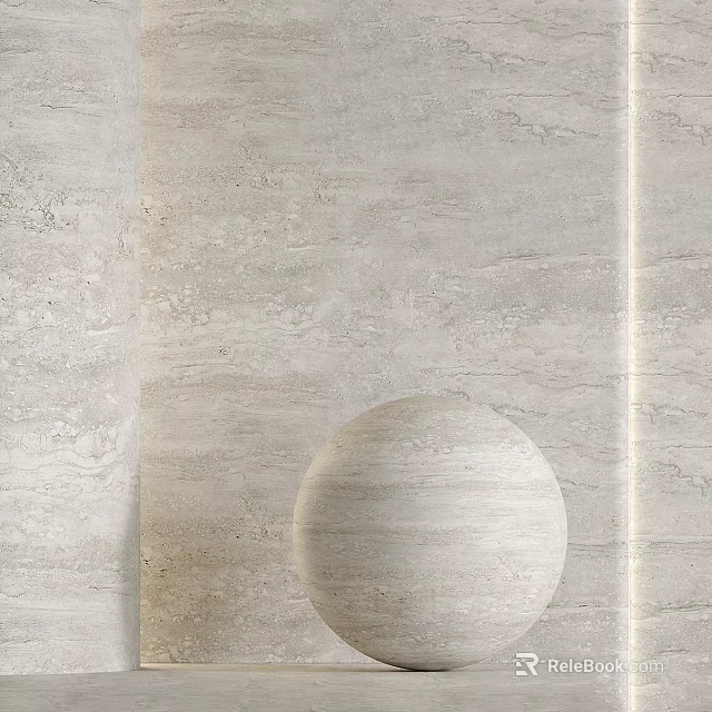 Elegant Natural Marble Wall Components With Textured Surface And Smooth Sphere 3d model 